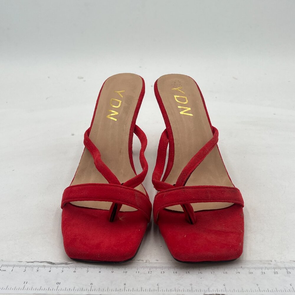 Ydn Red Square Open Toe Sandal Slides Stiletto He… - image 3